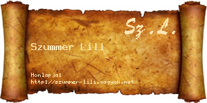 Szummer Lili névjegykártya